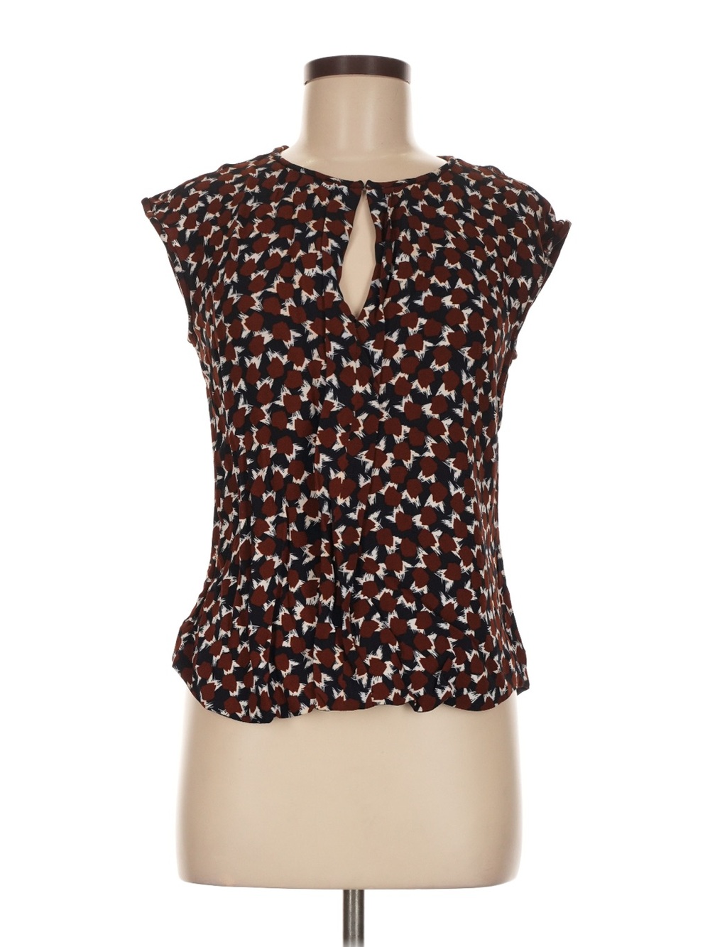 J. Crew Brown Printed Keyhole Cap-Sleeve Camisole